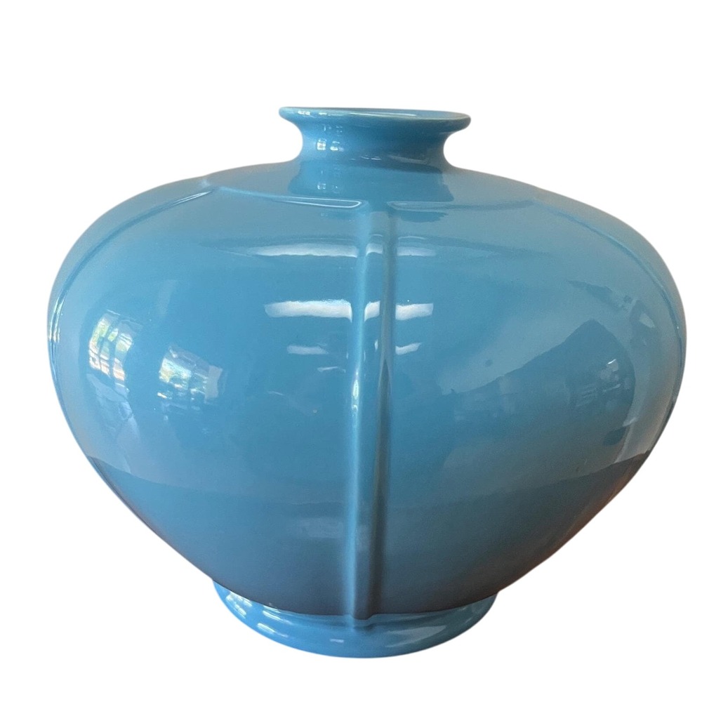 VINTAGE Large McCoy Pottery 452 Fine Form‎ Heritage Blue Vase  12 W x 10 H